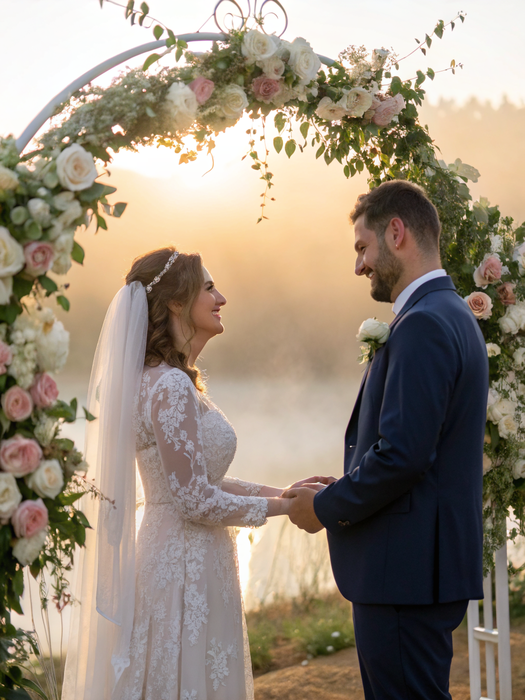 Anthony and Lily in a romantic wedding portrait