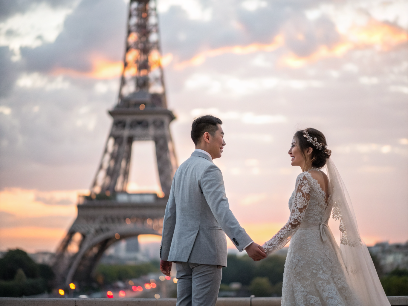 Anthony and Lily during their engagement shoot in Paris