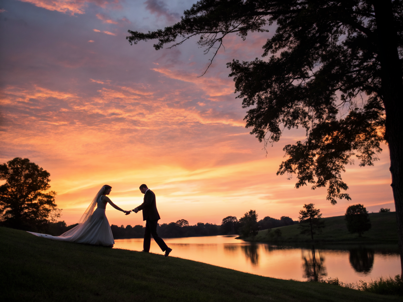 The beautiful sunset backdrop of the proposal