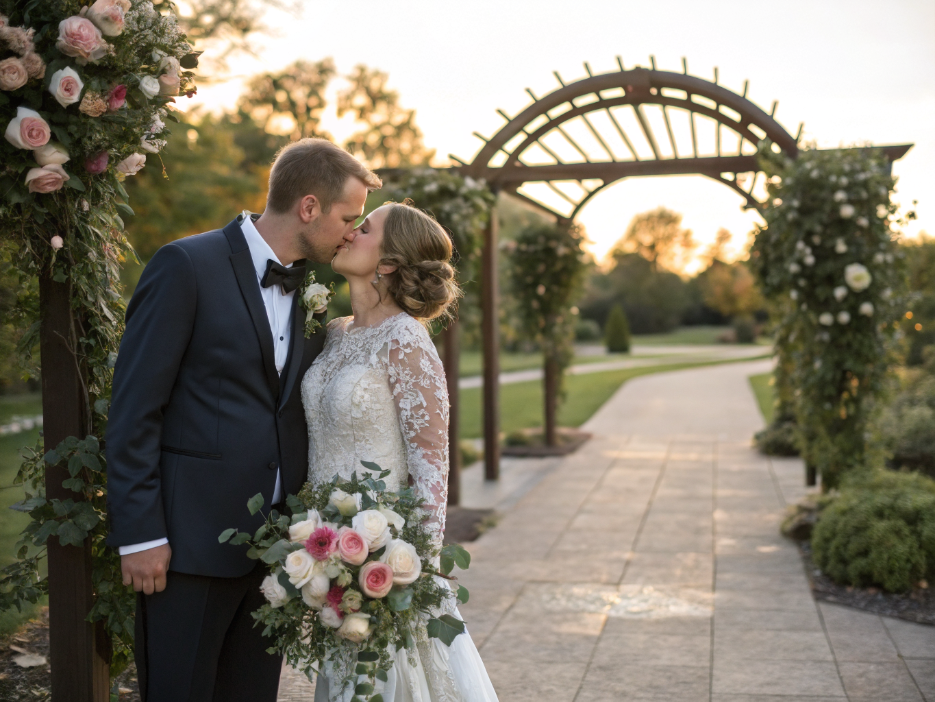 Anthony and Lily sharing their first kiss as a married couple